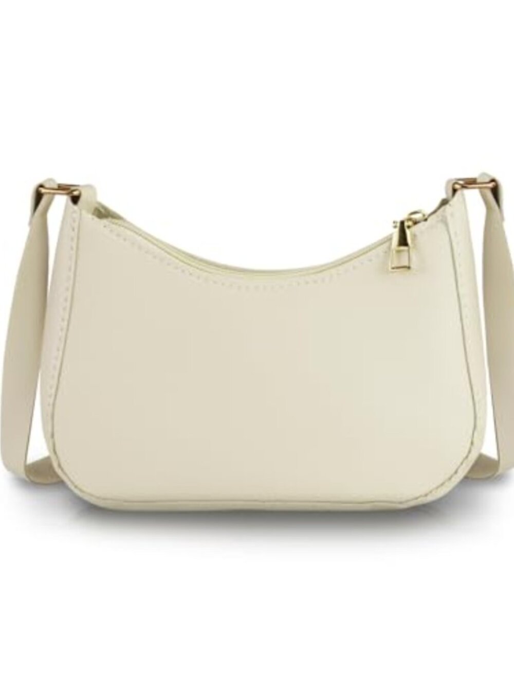 Small PU Leather Crescent Shoulder Bag Mini Underarm Handbag with Zipper